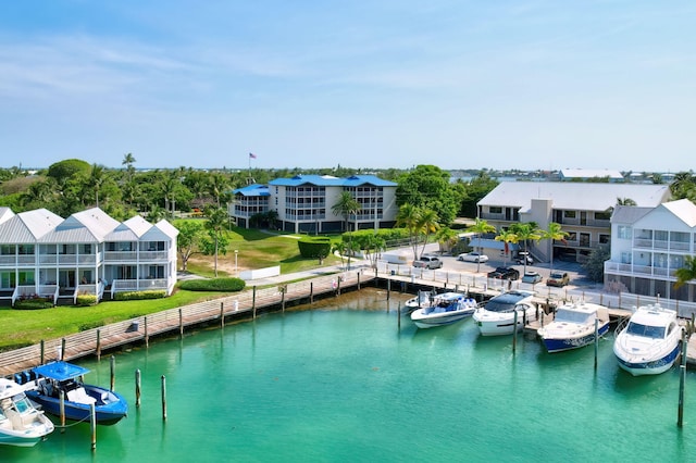 property view of water with a boat dock