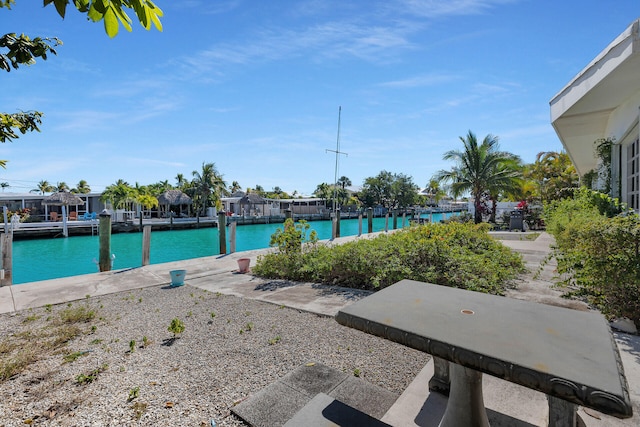 460470 11th St, Key Colony, FL 33051 - view of swimming pool with a water view and a boat dock