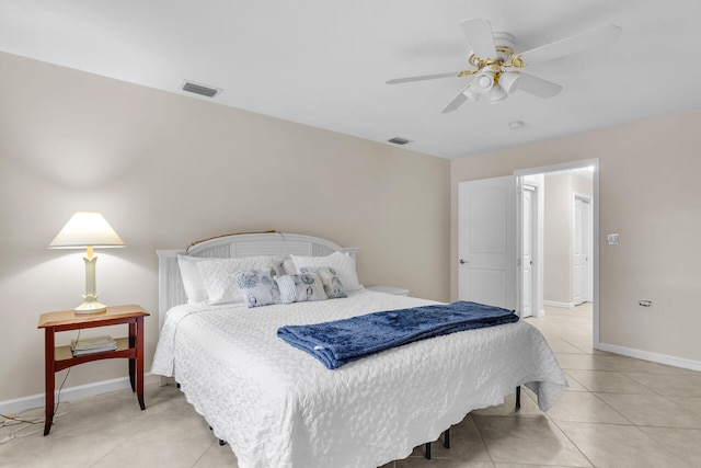 460470 11th St, Key Colony, FL 33051 - bedroom featuring light tile patterned flooring, visible vents, and baseboards