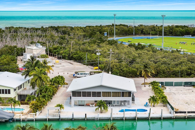 bird's eye view featuring a water view