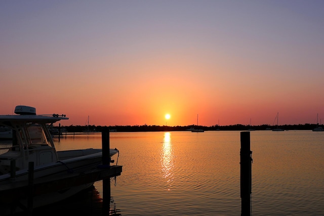 dock area featuring a water view