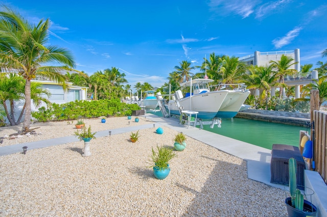 exterior space featuring a boat dock