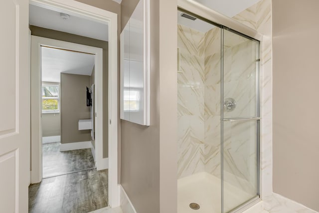 bathroom with walk in shower