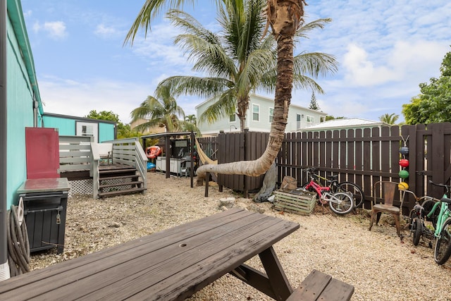 view of yard featuring a deck