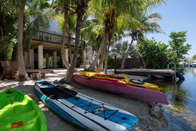 460 Barry Ave, Little Torch, FL 33042 - view of patio featuring a water view and a dock