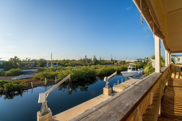 water view with a boat dock