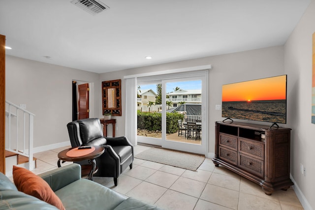 view of tiled living room