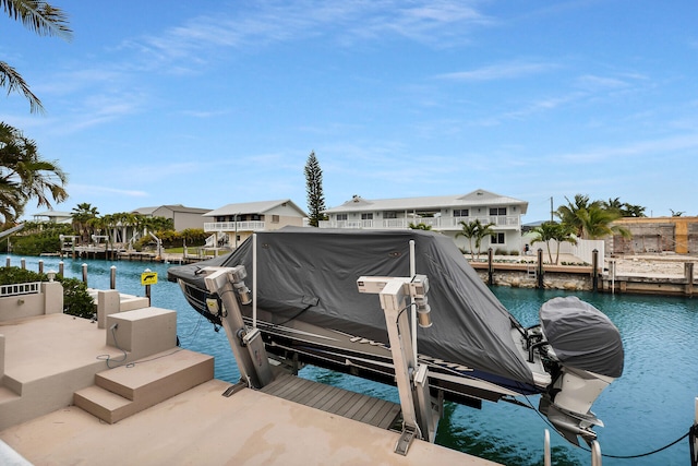 view of dock featuring a water view