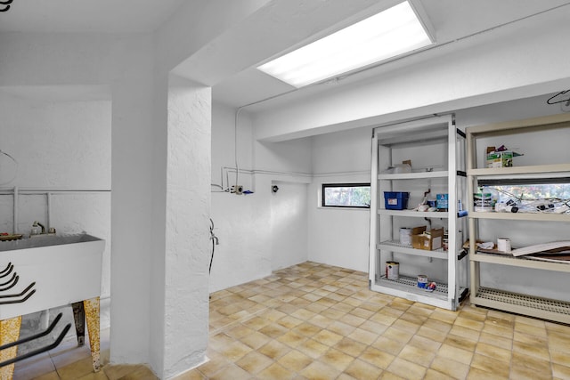 interior space featuring a textured wall