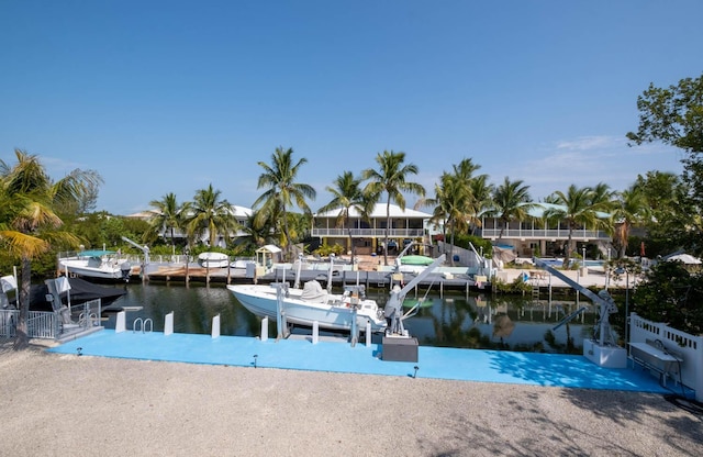 view of dock featuring a water view