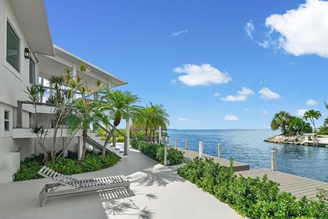 view of water feature with a boat dock