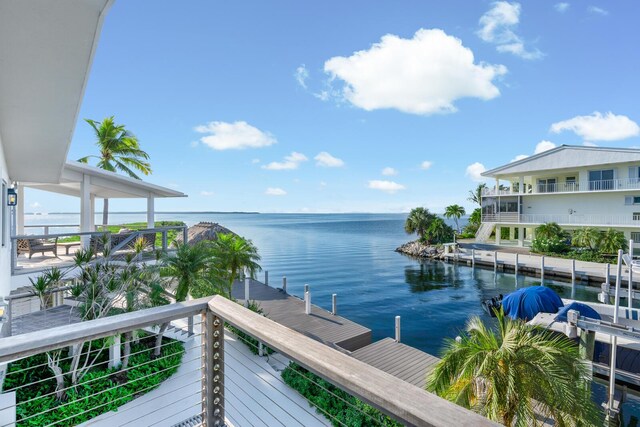 property view of water with a boat dock