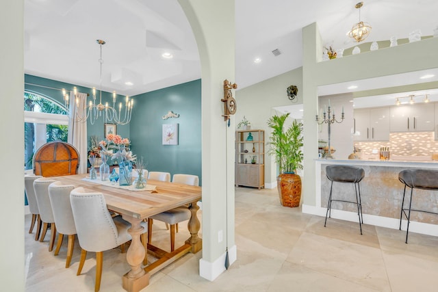 dining room with an inviting chandelier