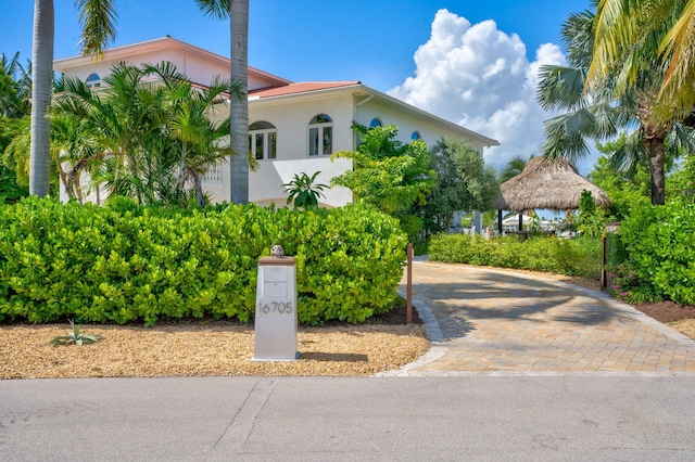 view of front of home featuring a gazebo