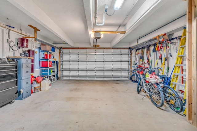 garage with a garage door opener