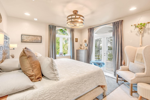 bedroom with french doors and access to outside