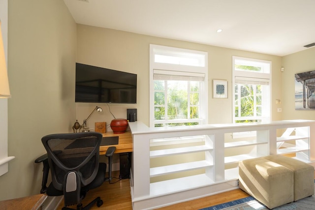 office space featuring wood finished floors