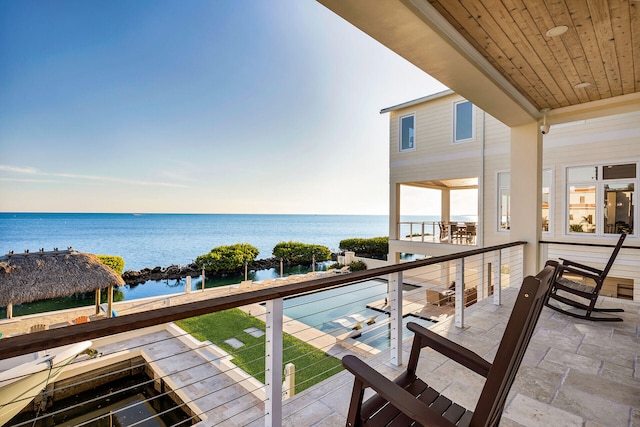 balcony with a water view