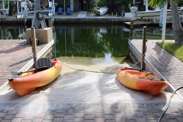 view of dock featuring a water view