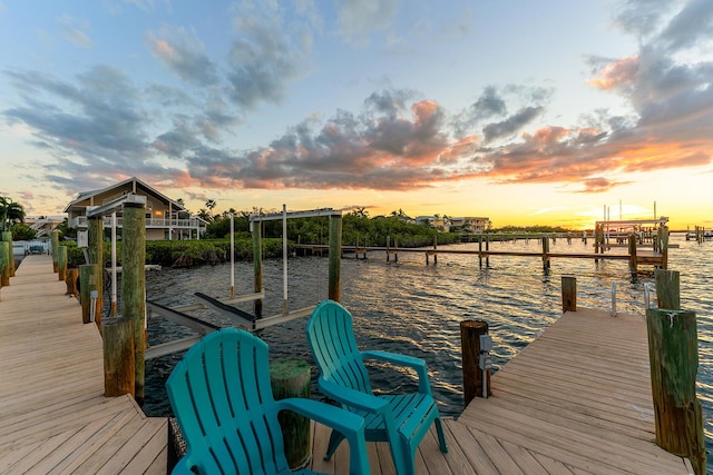 view of dock featuring a water view