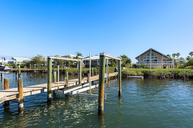 view of dock featuring a water view