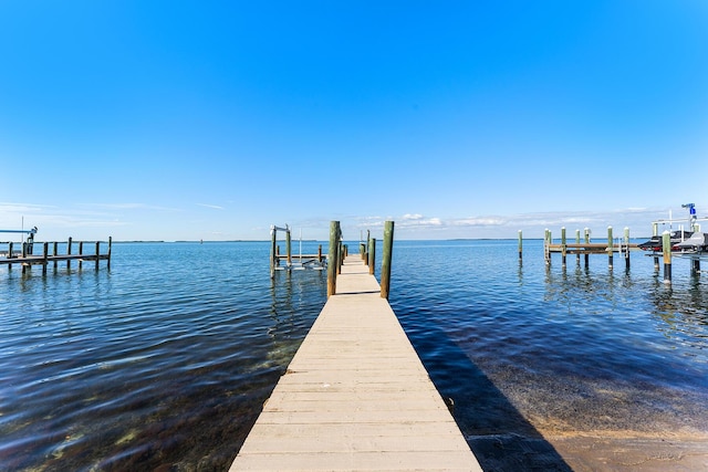 view of dock featuring a water view