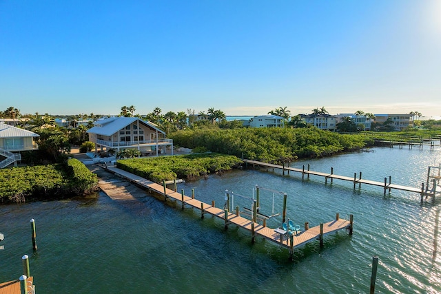 view of dock featuring a water view