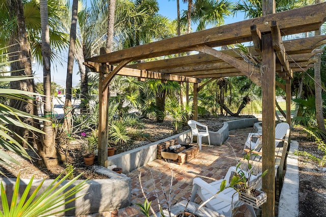 view of patio / terrace featuring a pergola