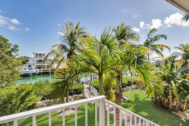 balcony with a water view