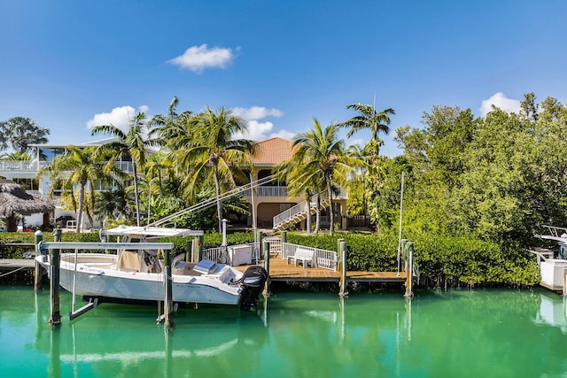 dock area featuring a water view