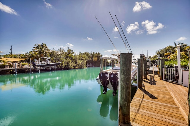 dock area featuring a water view