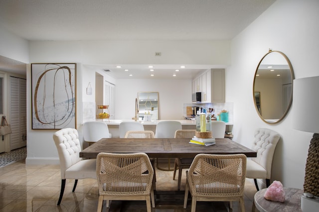 dining area featuring light tile patterned flooring