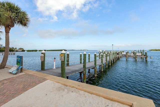 dock area featuring a water view