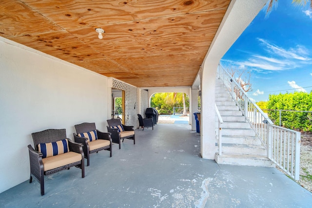 view of patio / terrace with stairs