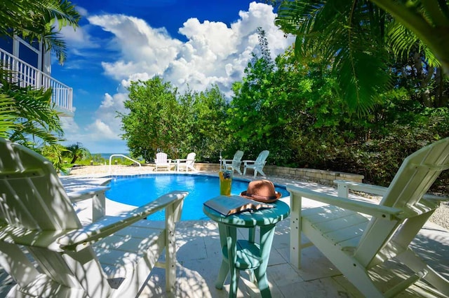 view of swimming pool with a patio area