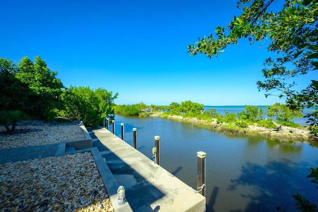 dock area featuring a water view