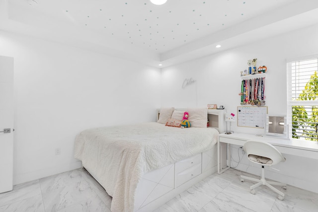 21 Lakeview Dr, Key Largo, FL 33037 - bedroom featuring marble finish floors, recessed lighting, and a desk