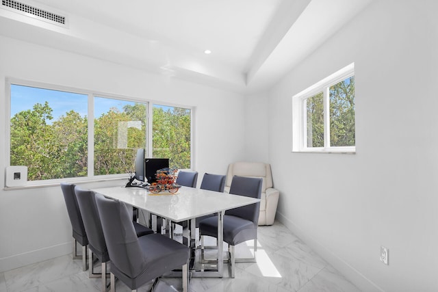 21 Lakeview Dr, Key Largo, FL 33037 - dining room with baseboards, light marble finish flooring, and recessed lighting