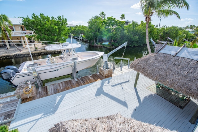 view of dock featuring a water view