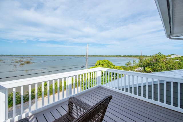 deck with a water view