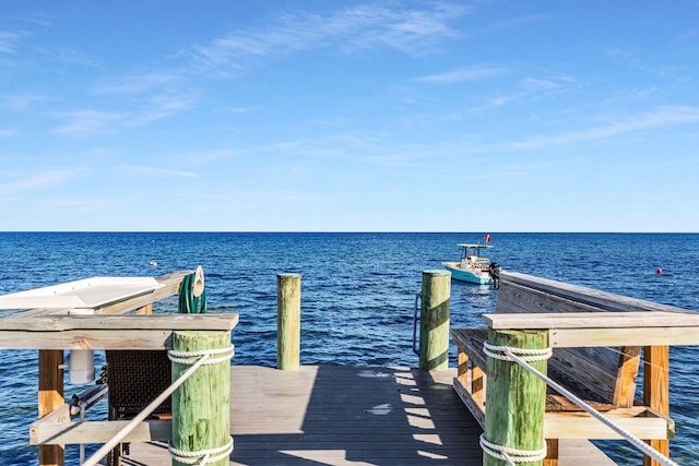 view of dock featuring a water view