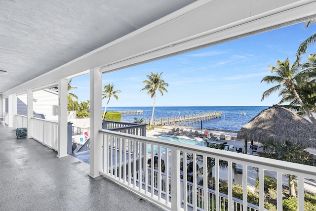 balcony with a water view