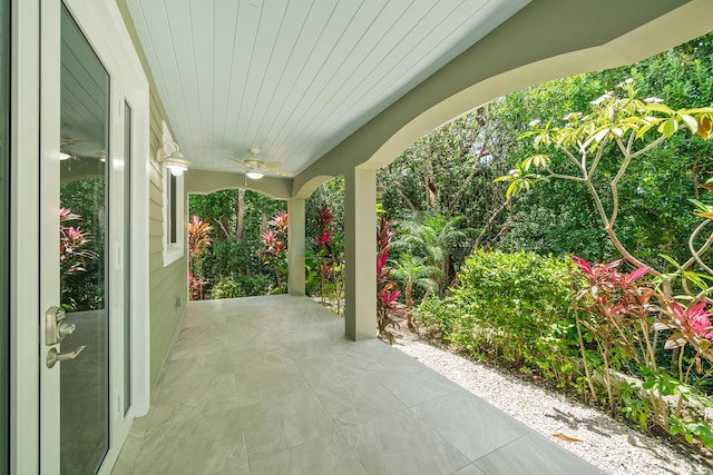 view of patio / terrace featuring ceiling fan