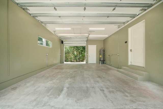 garage featuring water heater