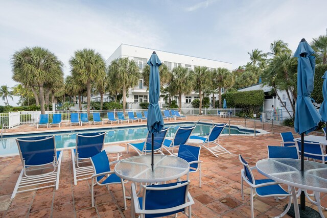 view of pool featuring a patio