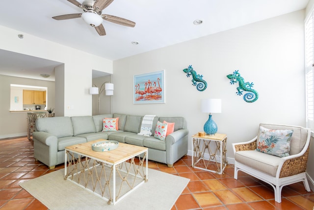 115 Front St Unit 102, Key West, FL 33040 - living room with light tile patterned flooring and ceiling fan