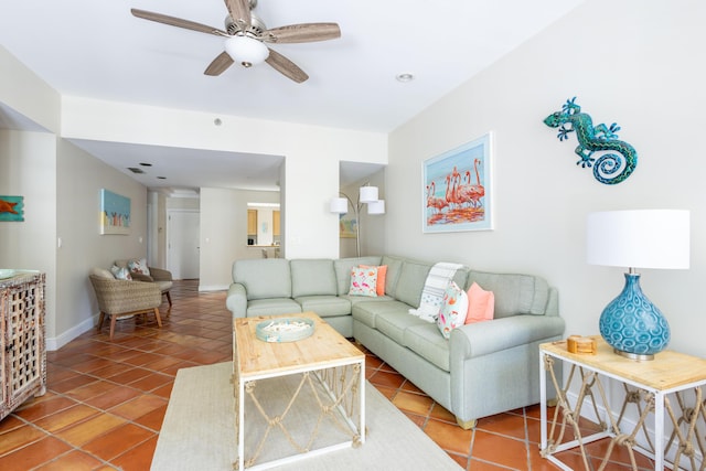 115 Front St Unit 102, Key West, FL 33040 - living area featuring tile patterned floors and a ceiling fan