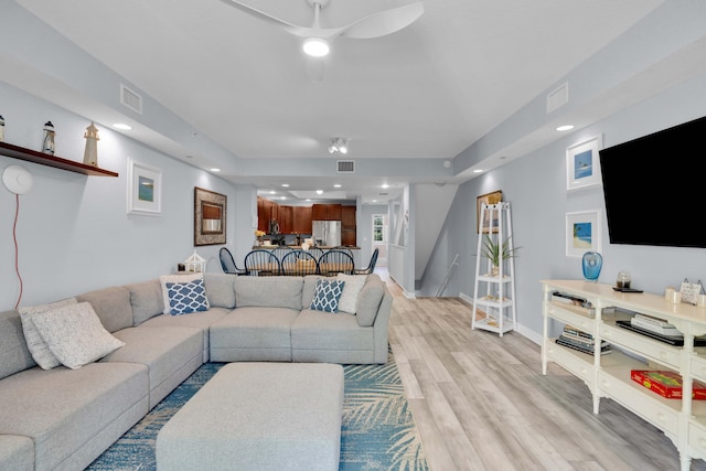 living room featuring light hardwood / wood-style floors