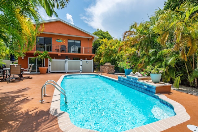 view of pool featuring a patio