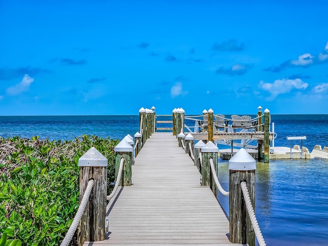 view of dock featuring a water view